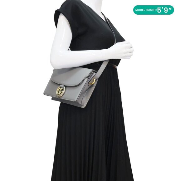 Gucci  GG Ring Leather Shoulder Bag Light Grey 589474 - Picture 2 of 15